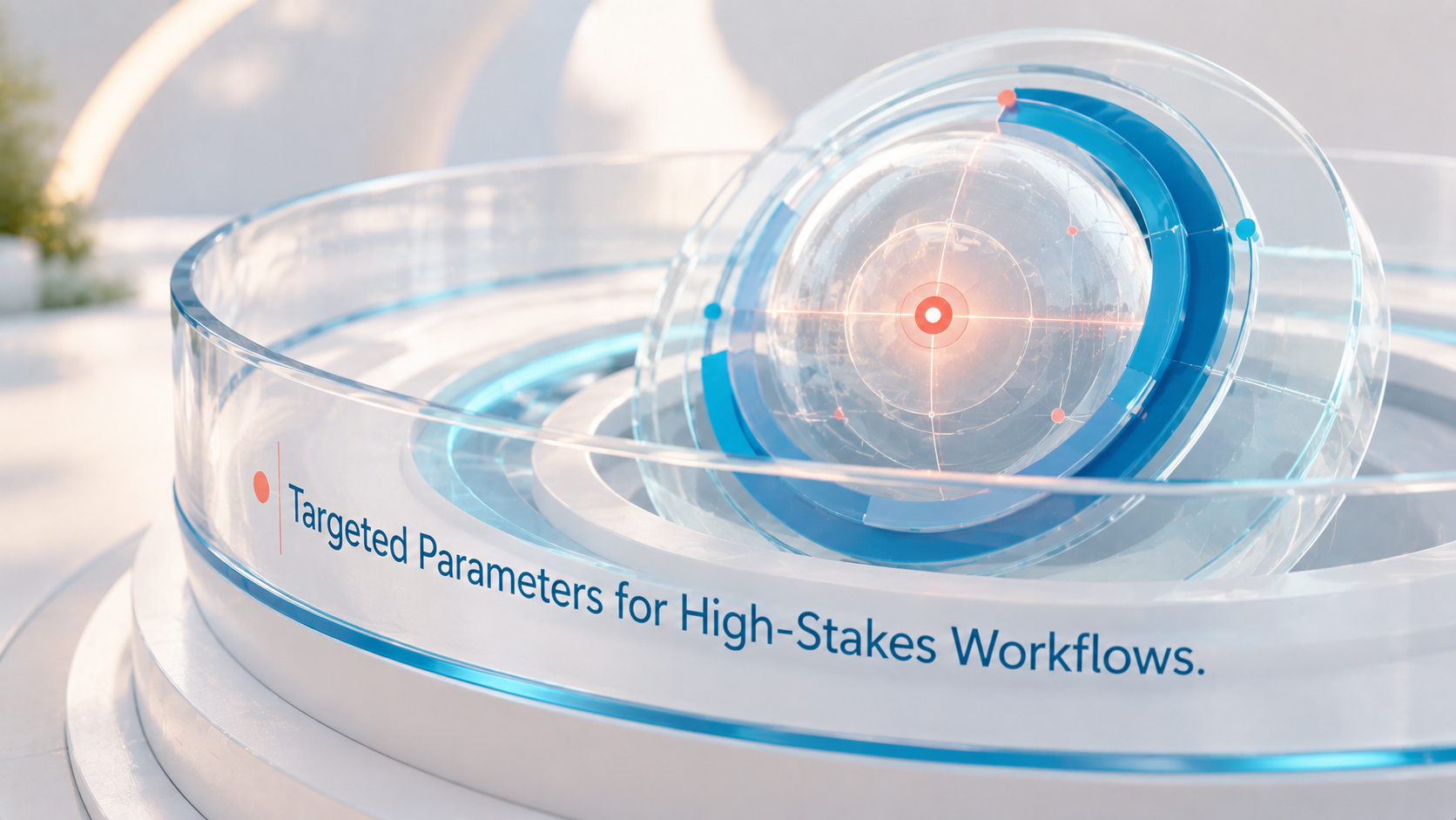 Glassmorphic target rings demonstrating targeted parameters for high-stakes workflows.